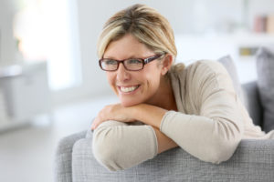middle aged woman in glasses